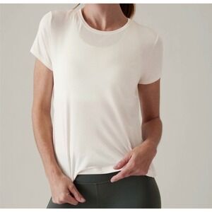Athleta Air Out Cinch Open Back White Tee Size‎ XL Workout Gym